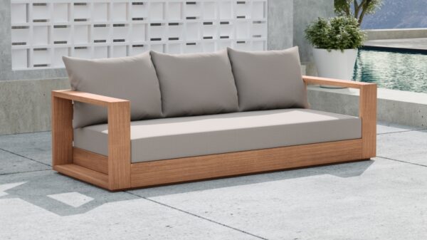 Tulum Water Resistant Grey Fabric Outdoor Sofa