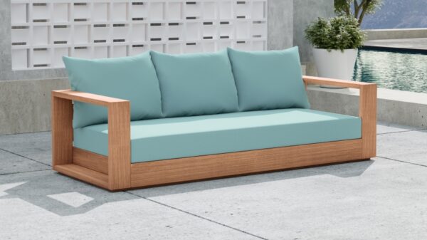 Tulum Water Resistant Blue Fabric Outdoor Sofa