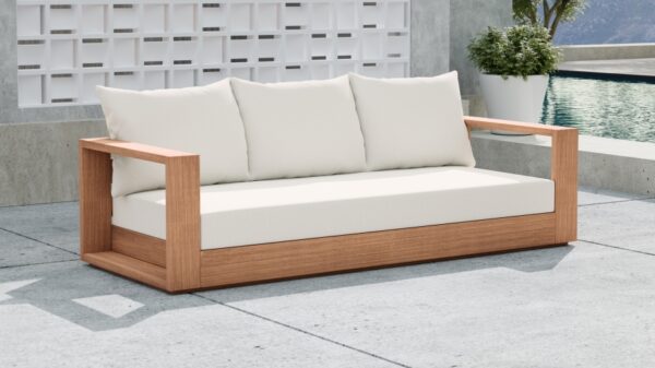 Tulum Water Resistant White Fabric Outdoor Sofa