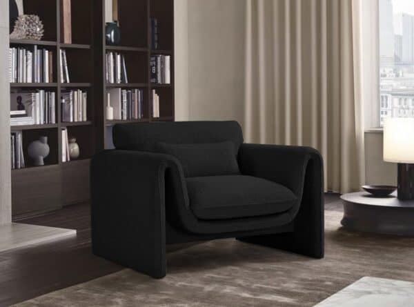 Stylus Boucle Black Fabric Living Room Collection - Image 2