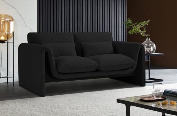 Stylus Boucle Black Fabric Living Room Collection - Image 4