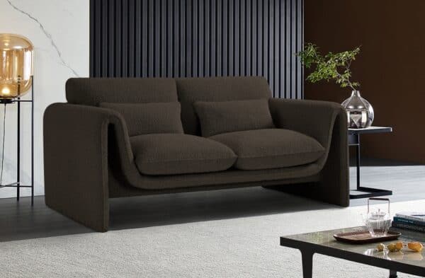 Stylus Boucle Brown Fabric Loveseat