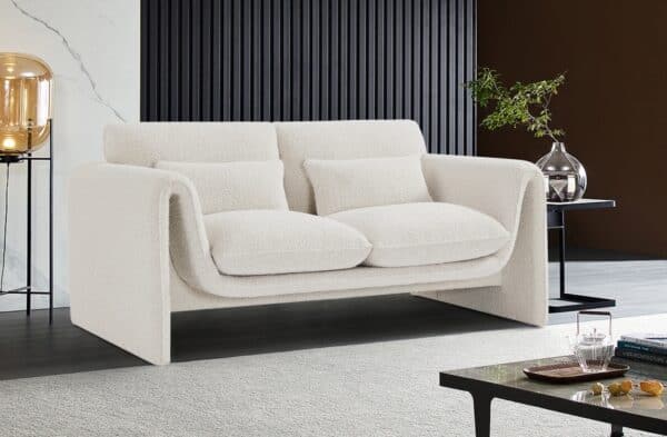 Stylus Boucle Cream Fabric Loveseat