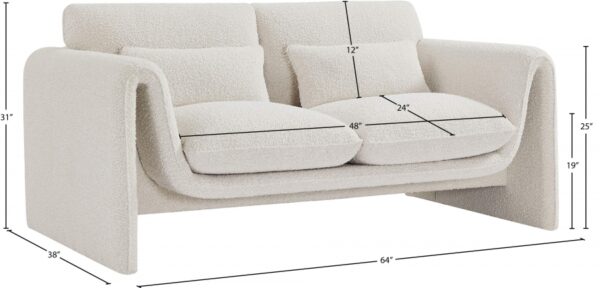 Stylus Boucle Cream Fabric Loveseat - Image 3