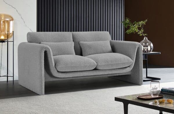 Stylus Boucle Grey Fabric Loveseat