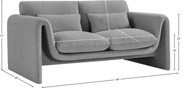 Stylus Boucle Grey Fabric Loveseat - Image 2