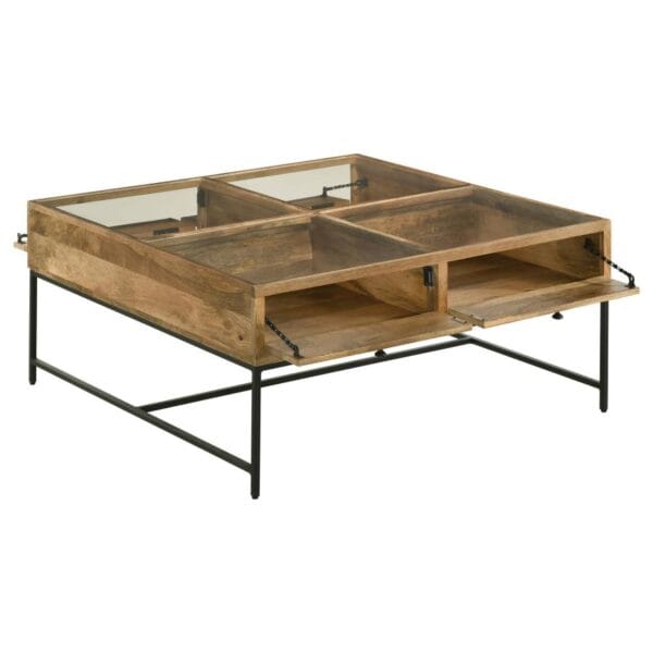 Stephie 4-drawer Square Glass Top Coffee Table - Image 2