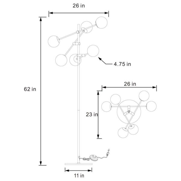 Exline 62-inch Molecular Smoked Orb Lamp - Image 2