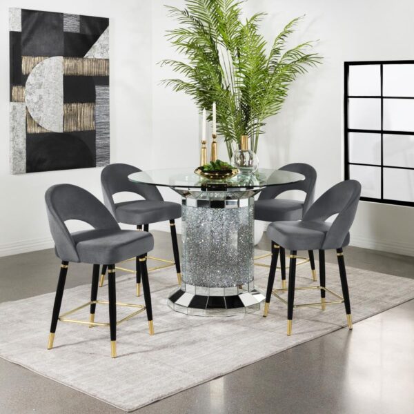 Ellie Grey 5-piece Mirrored Counter Height Dining Table Set