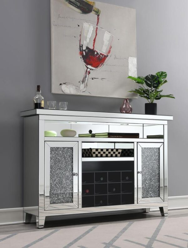 Melinda 2-door LED Mirrored Wine Storage Bar Cabinet