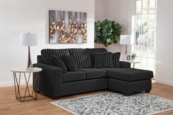 Implosion Black Reversible Velvet Sofa Chaise