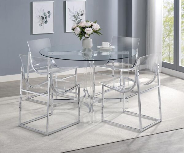 Keeling 5-piece Round Glass Top Acrylic Dining Set