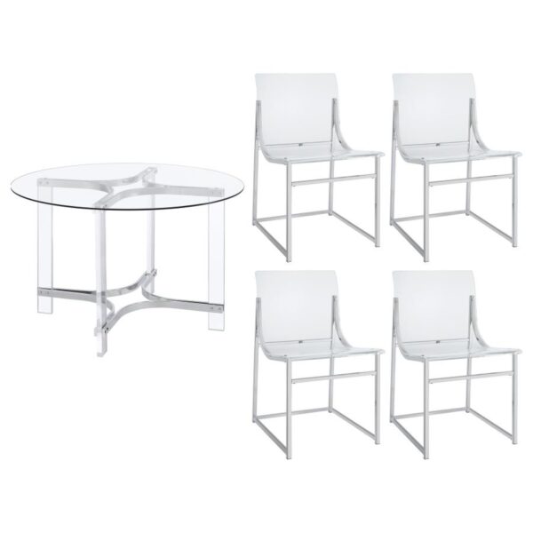 Keeling 5-piece Round Glass Top Acrylic Dining Set - Image 2