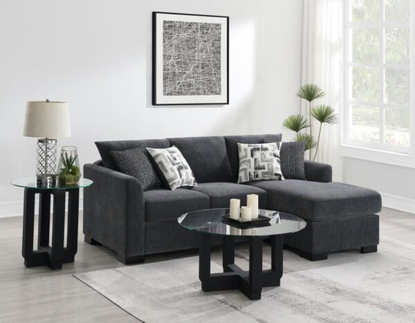 Storey Dark Grey Upholstered Sleeper Sectional Chaise