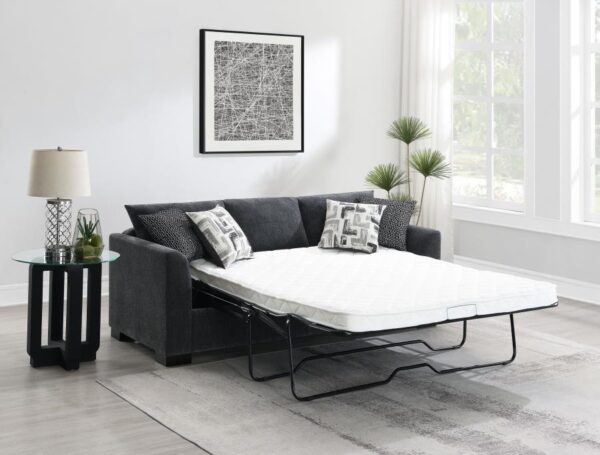 Storey Dark Grey Upholstered Sleeper Sectional Chaise - Image 2