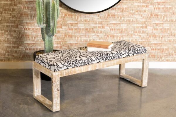 Aiden Sled Leg Upholstered Accent Bench Black And White