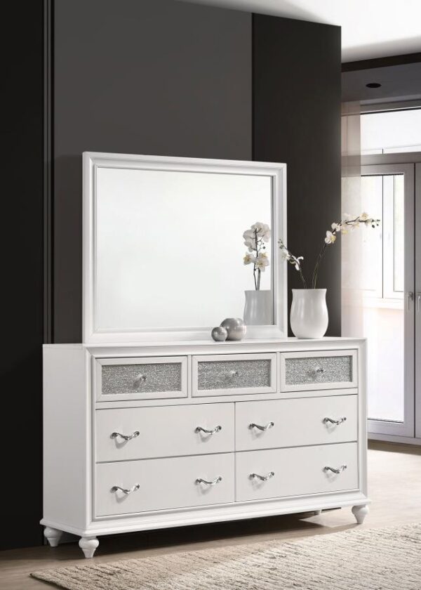 Barzini White Dresser & Mirror