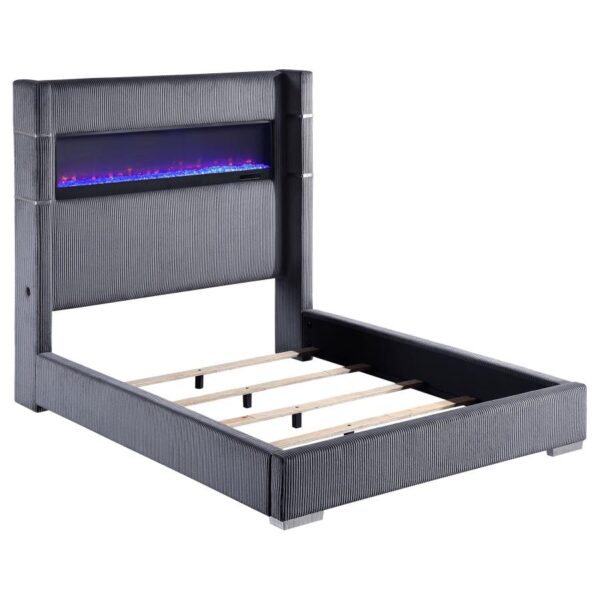 Tisdall Grey Upholstered King Flame Visualizer Bed - Image 2