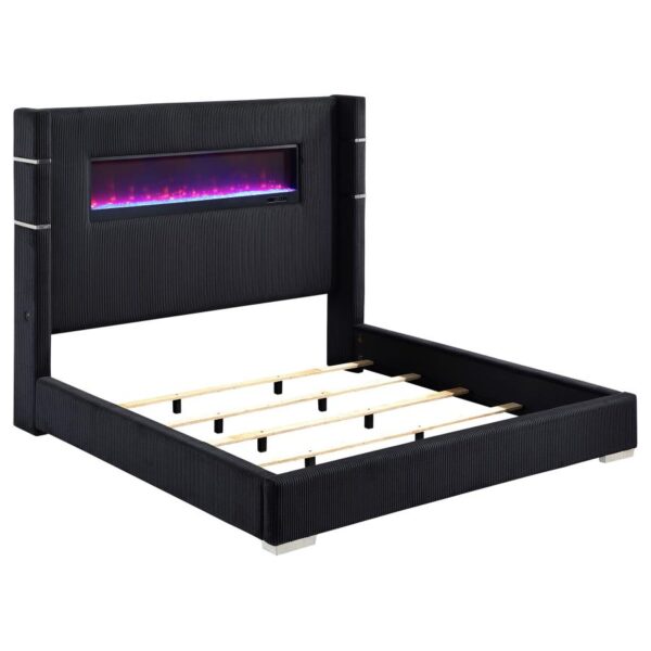 Tisdall Black Upholstered Queen Flame Visualizer Bed - Image 2