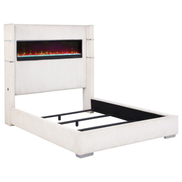 Tisdall Cream Upholstered Queen Flame Visualizer Bed - Image 2