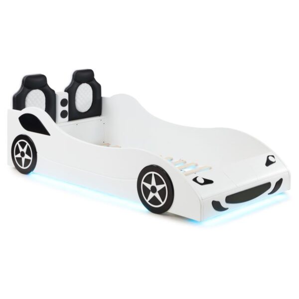 Cruiser White Wood Twin LED Race Car Bed - Image 2