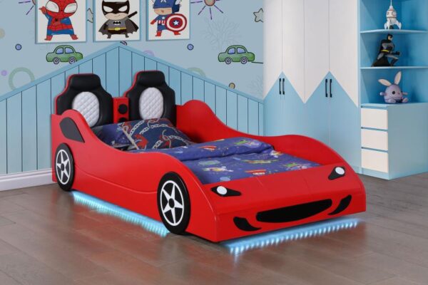 Cruiser Red Wood Twin LED Race Car Bed