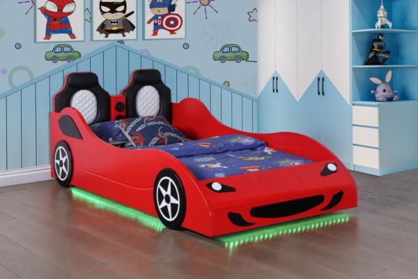 Cruiser Red Wood Twin LED Race Car Bed - Image 3