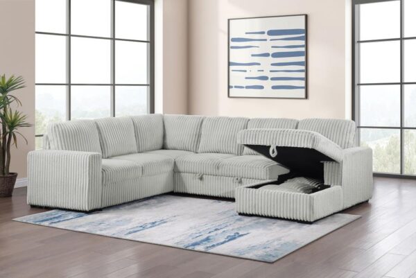 Devonshire Grey Sleeper Storage Sectional - Image 4