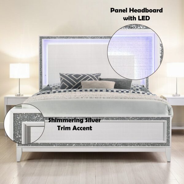 Haiden White LED Queen Size Bed - Image 2