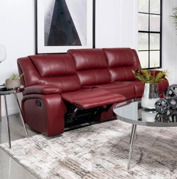 Camila Red Leatherette Reclining Sofa