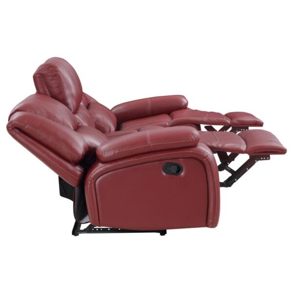 Camila Red Leatherette Reclining Sofa - Image 2