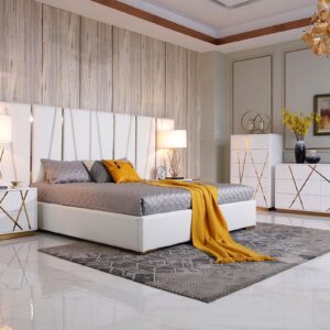 Modrest Nixa Modern White & Gold Bed Room Collection