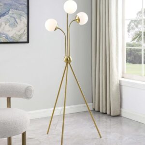 MILEY 66-INCH SPHERICAL BULB TRIPOD TREE FLOOR LAMP GOLD